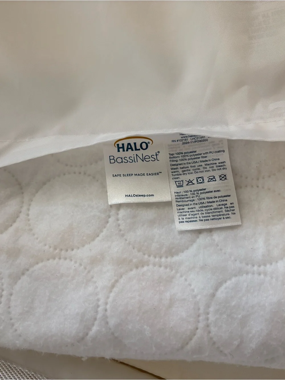 Halo Twin Bassinest White Fitted Sheet, 2-Pack